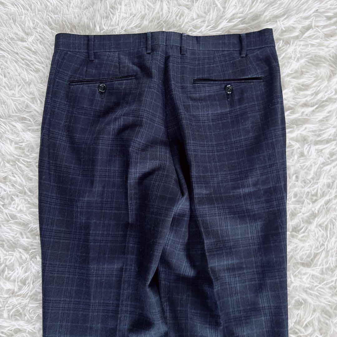 【SIMPLICITE PLUS】スーツ 3ピース ネイビー チェック 48