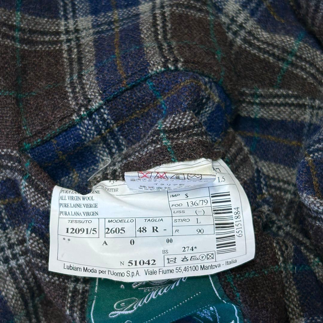 美品エルビーエム ルビアム ツイード ウール チェック テーラードジャケット48