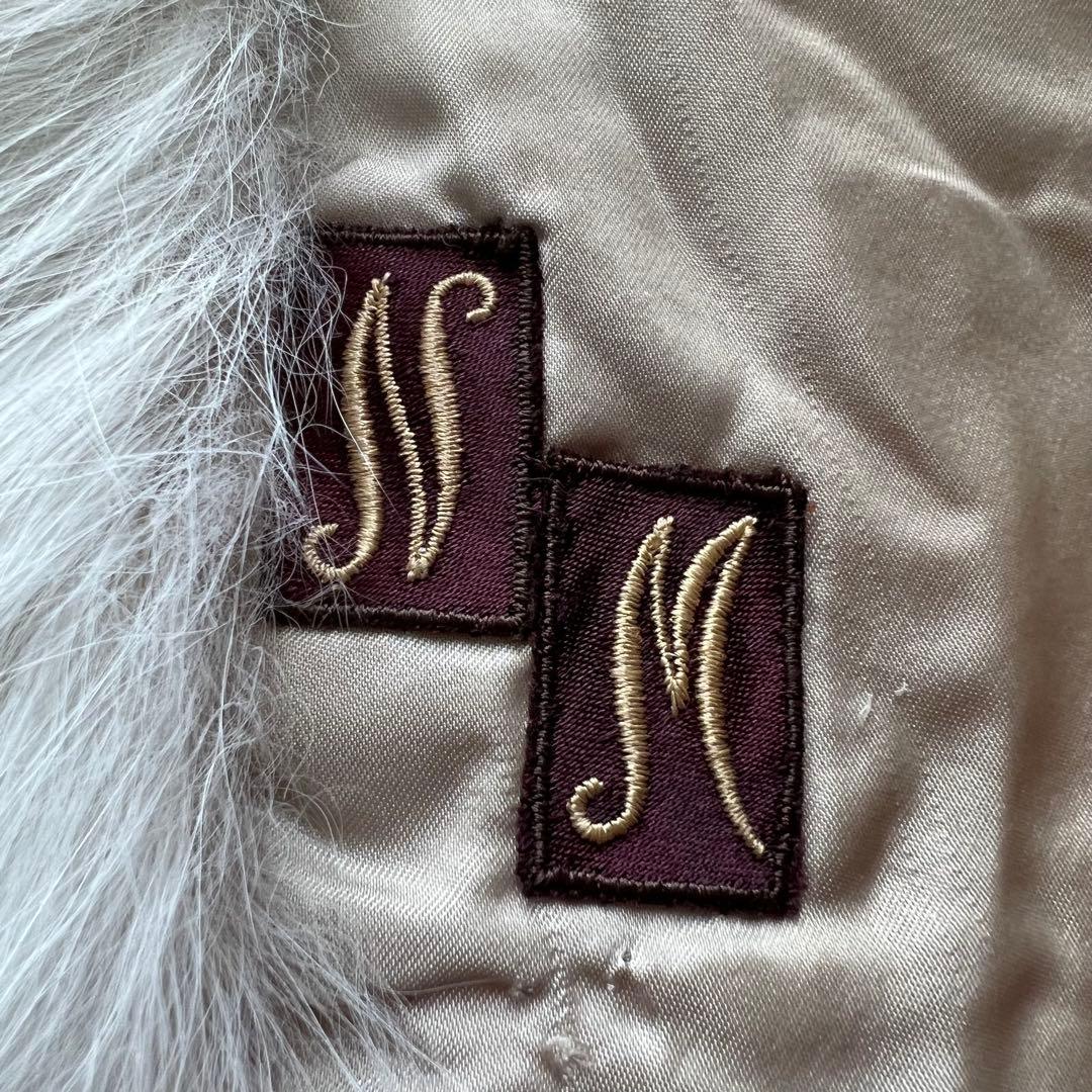 肉厚◎ 着丈80cm シャドーフォックス ファーコート 毛皮 白狐 XL相当