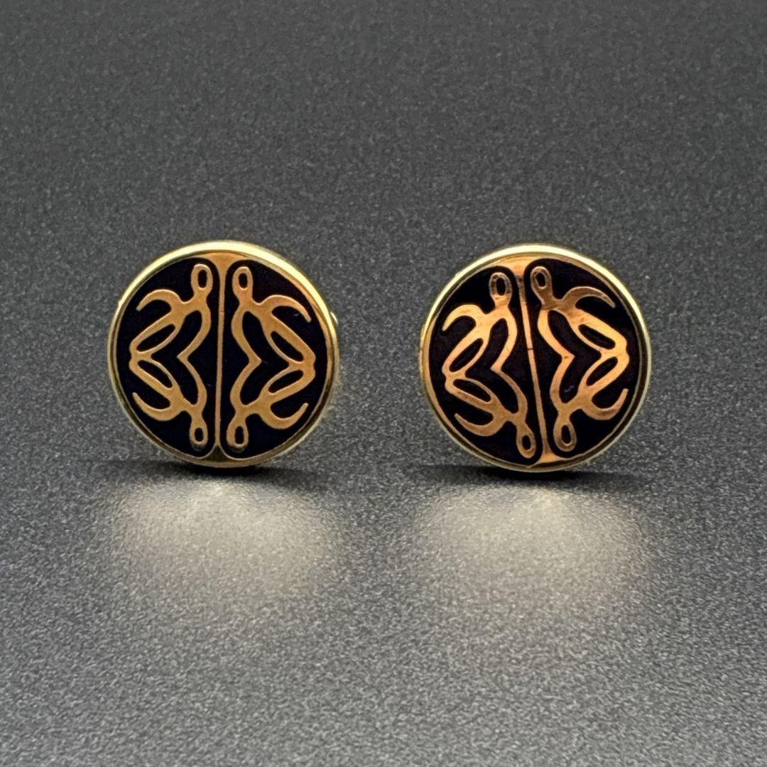 美品✨LOEWE ロエベ カフス カフリンクス アナグラム ゴールド×ブラック