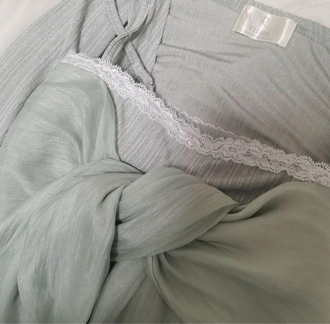 YILON RIBBON CAMI SET TOPS キャミ ミントグリーン