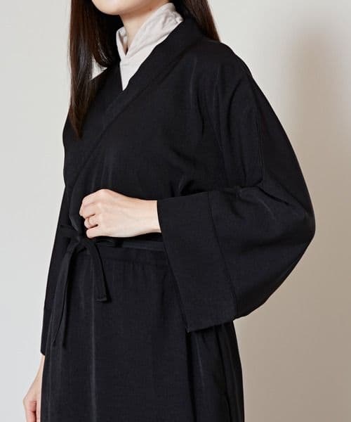 新品　カヤ　和の狭衣ワンピース　着物風　黒　二部式着物　着付け不要　紋付