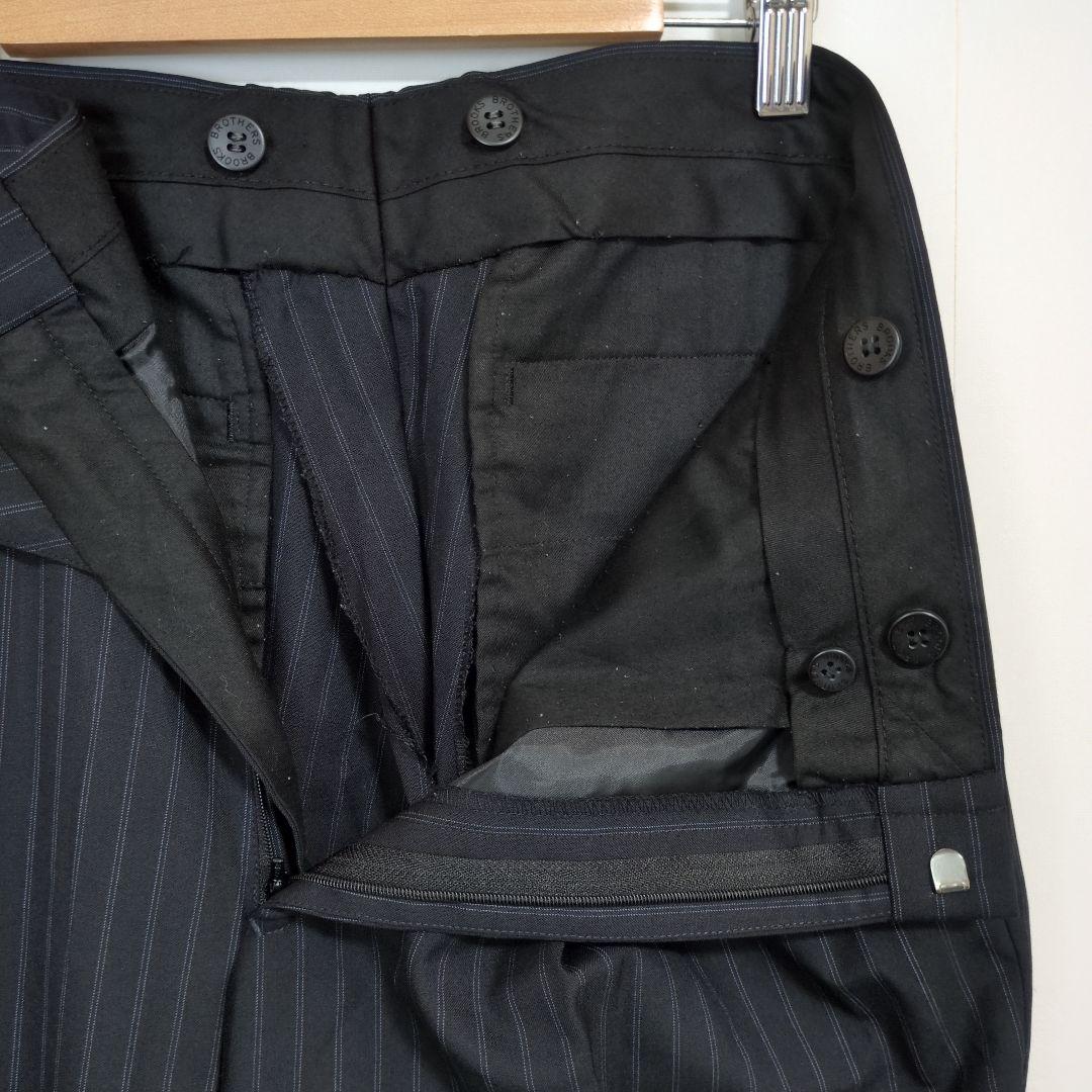 ブルックスブラザーズ　オーダースーツ　セットアップ　黒　ストライプ　背抜き　L