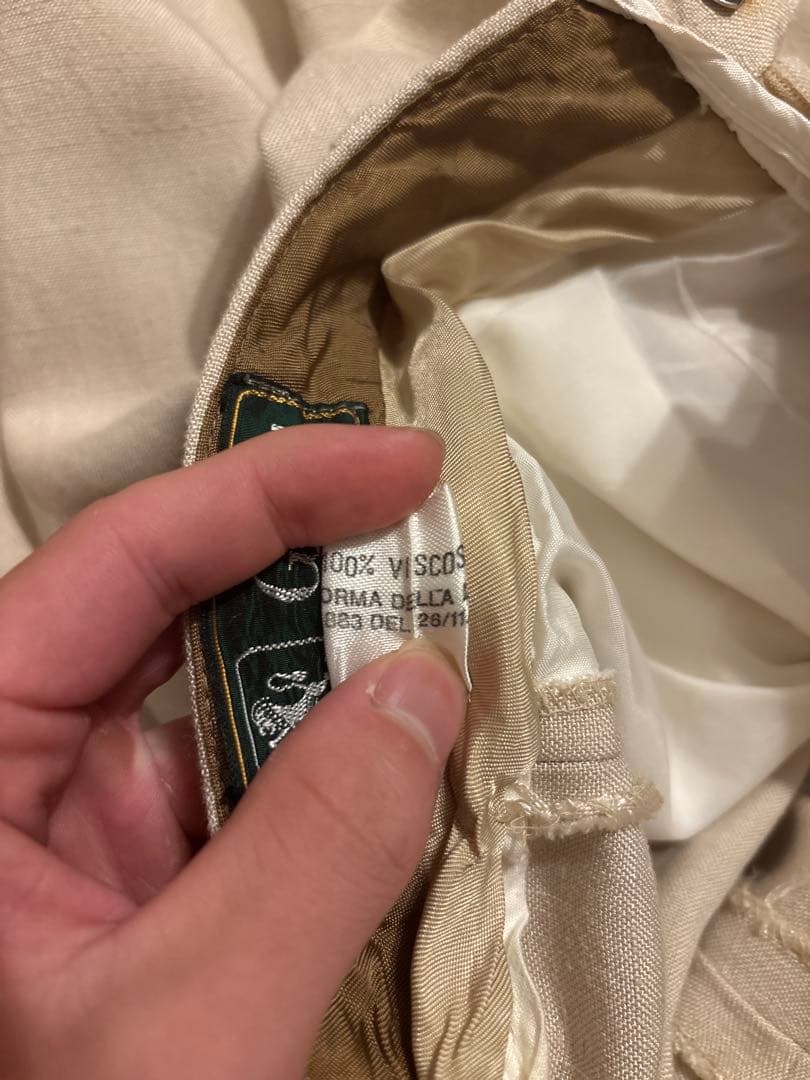 あ*お様 50s 60s 70s レーヨンスラックス ベージュ 白 viscos