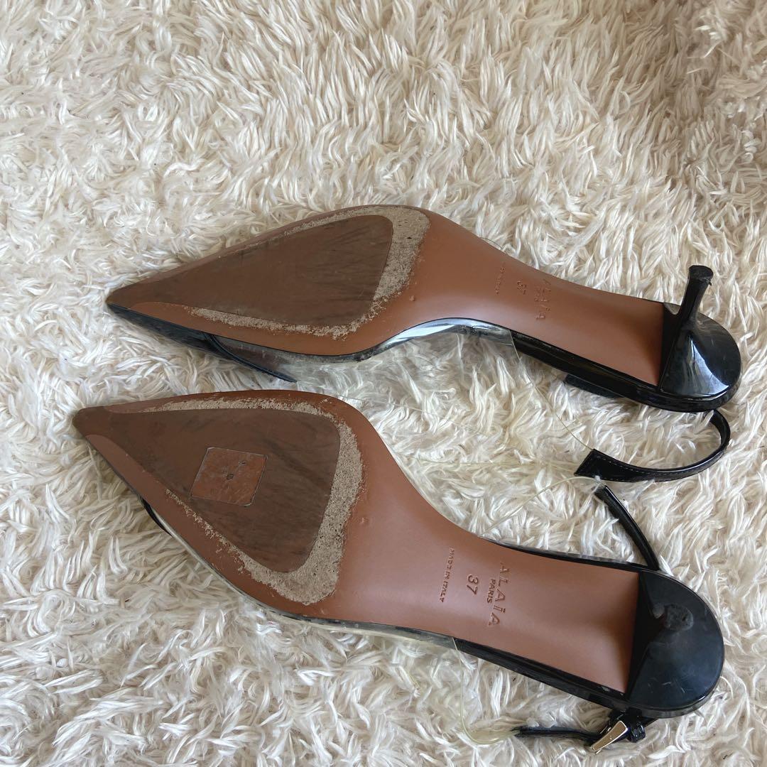 アライア　ハートクリアパンプス　ミュールサンダル　ローヒール　黒　37