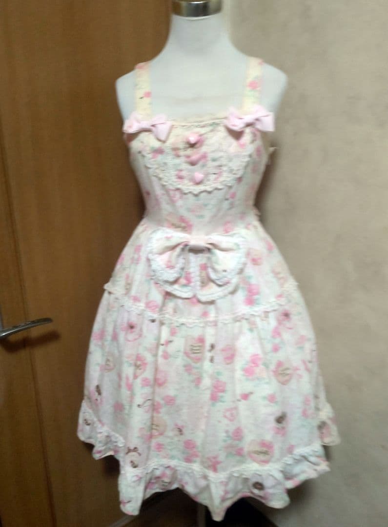 BABY♡ハートマーブルチョコレート柄JSK+カチューシャセット♡白