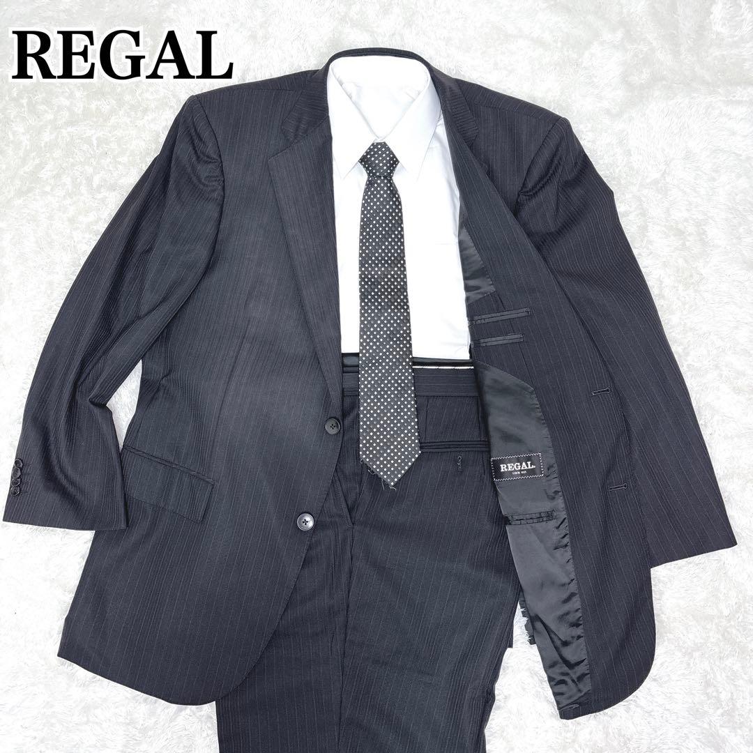 希少サイズ✨REGAL リーガル ダークブルー ストライプ ビジネススーツ