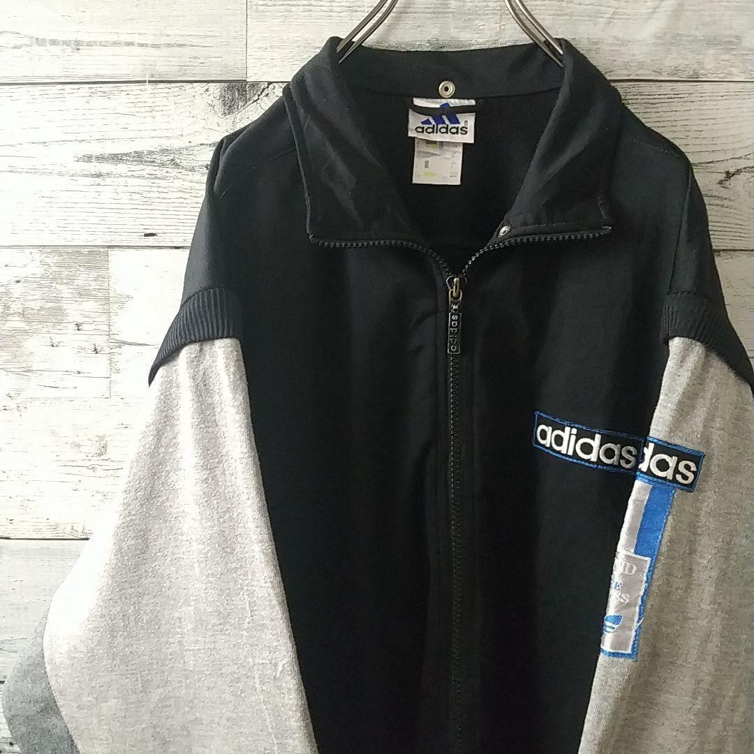 90s アディダス 刺繍 アームロゴ アーム着脱可 異素材 トラックジャケット