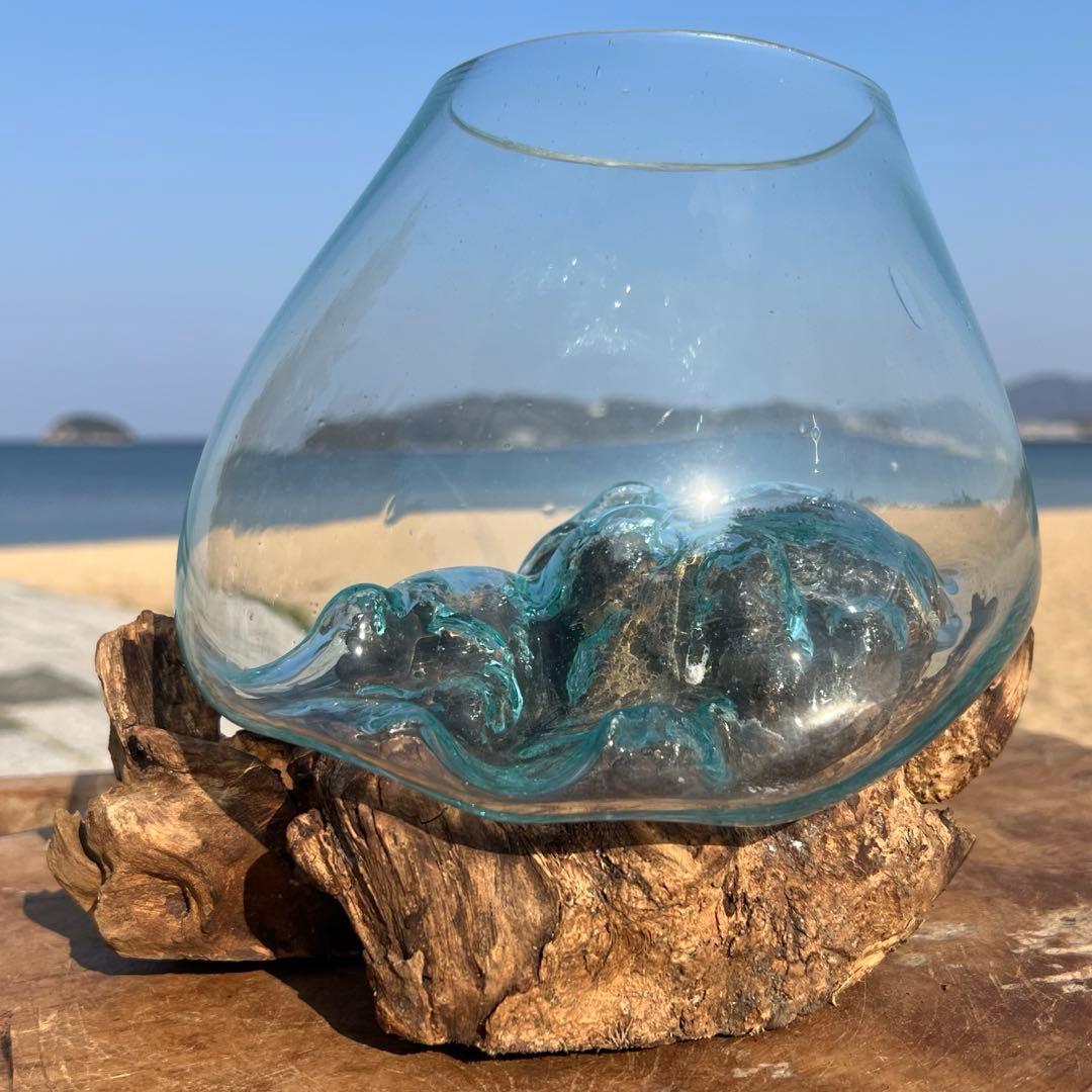 流木ガラスオブジェ大A 花瓶 金魚鉢 ガーデニング テラリウム 水槽 アート作品