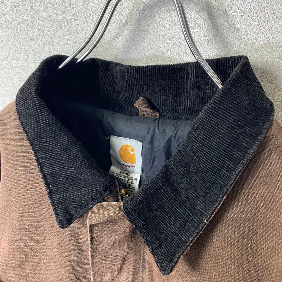 USA製 カーハート トラディショナルコート 3XL ブラウン レザーロゴパッチ