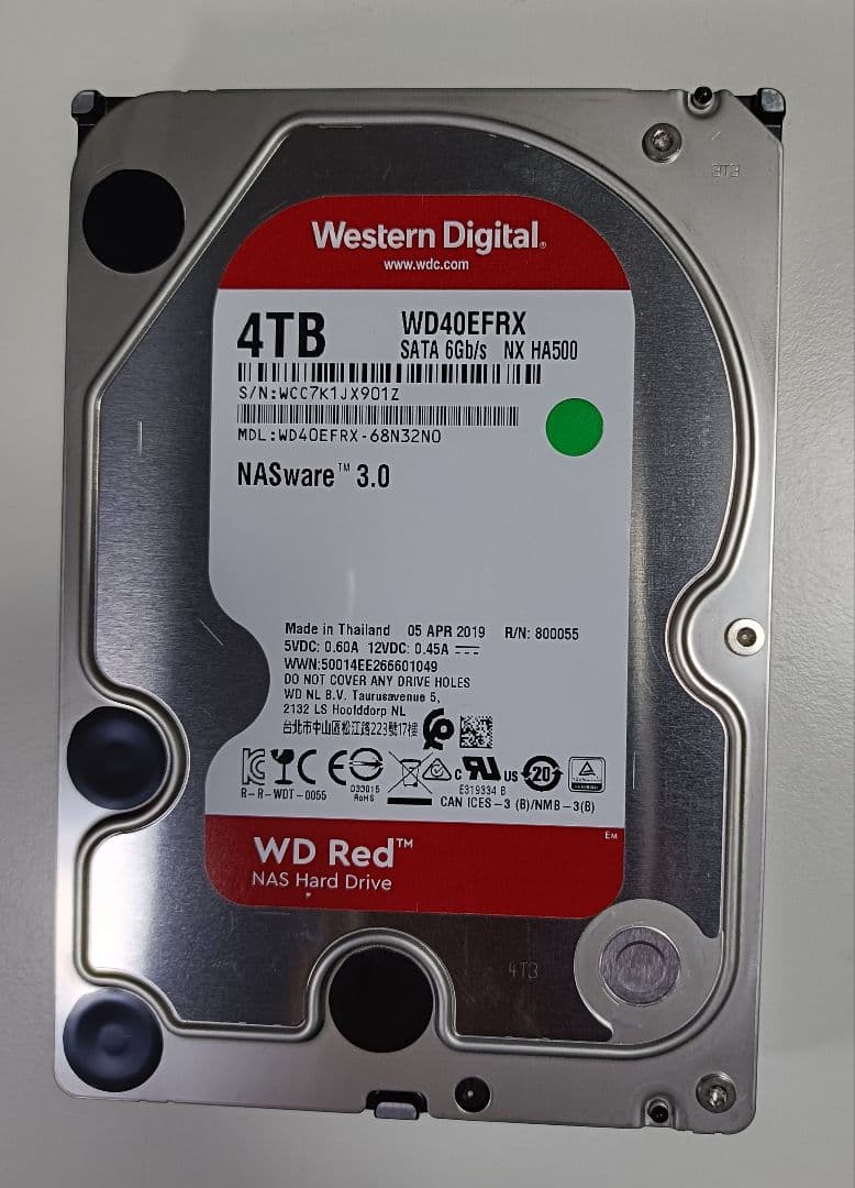 WD40EFRX RED 4TB 内蔵ハードディスク NASシステム向け 中古
