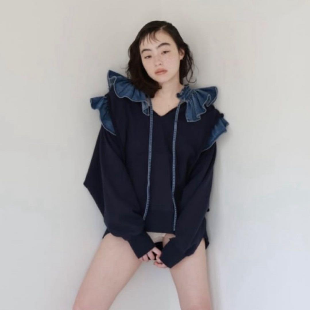 美品 パピエ　papier broken parker ネイビー