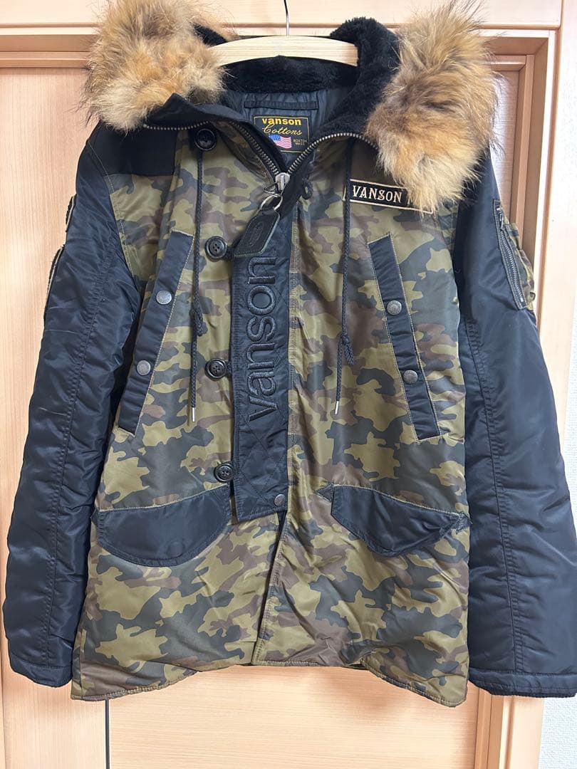 Vanson 迷彩ファー付きジャケット Lサイズ 最安値！！