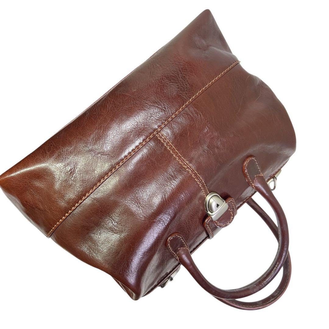 FORTUNY ブラウンレザー ビンテージ ボストンバッグ 鍵付き