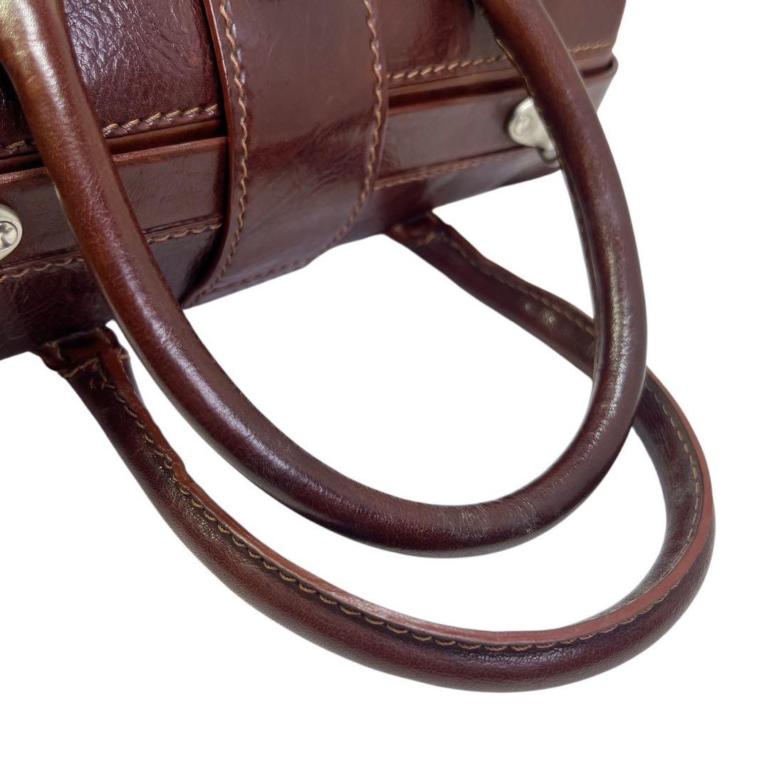 FORTUNY ブラウンレザー ビンテージ ボストンバッグ 鍵付き