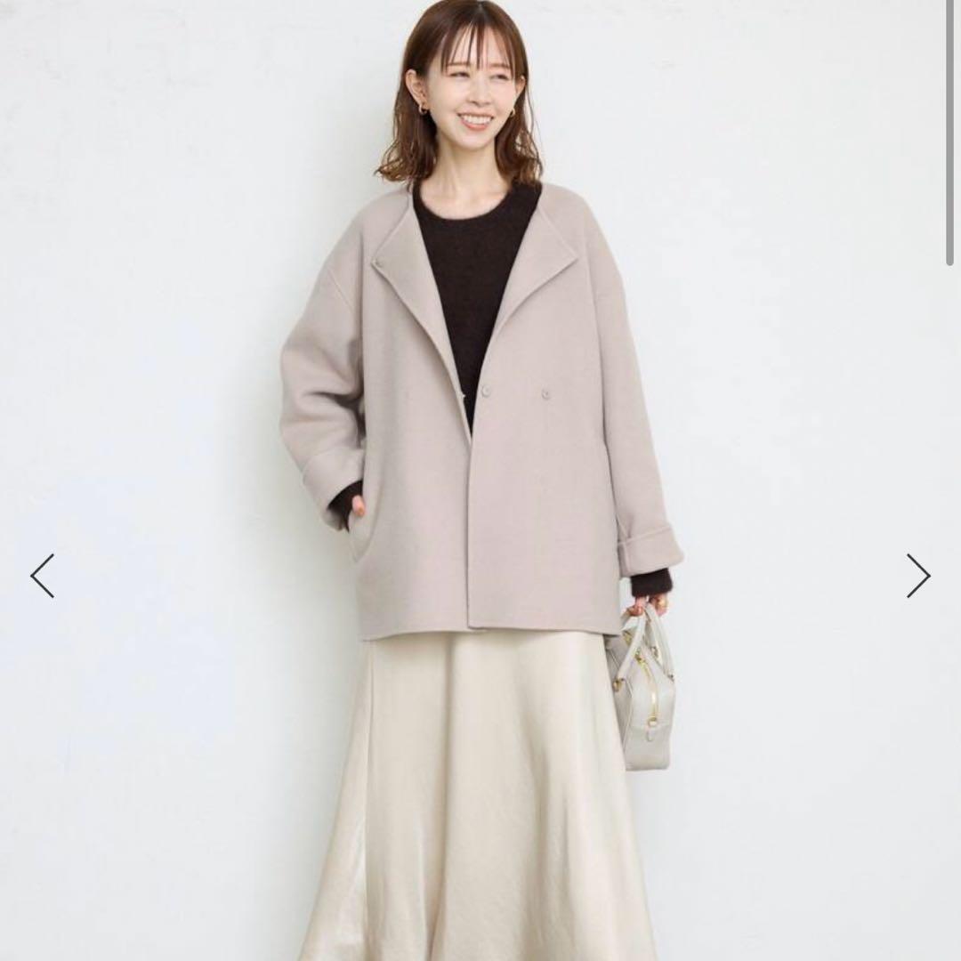 スローブイエナ　souple woolダブルフェイスノーカラーコート