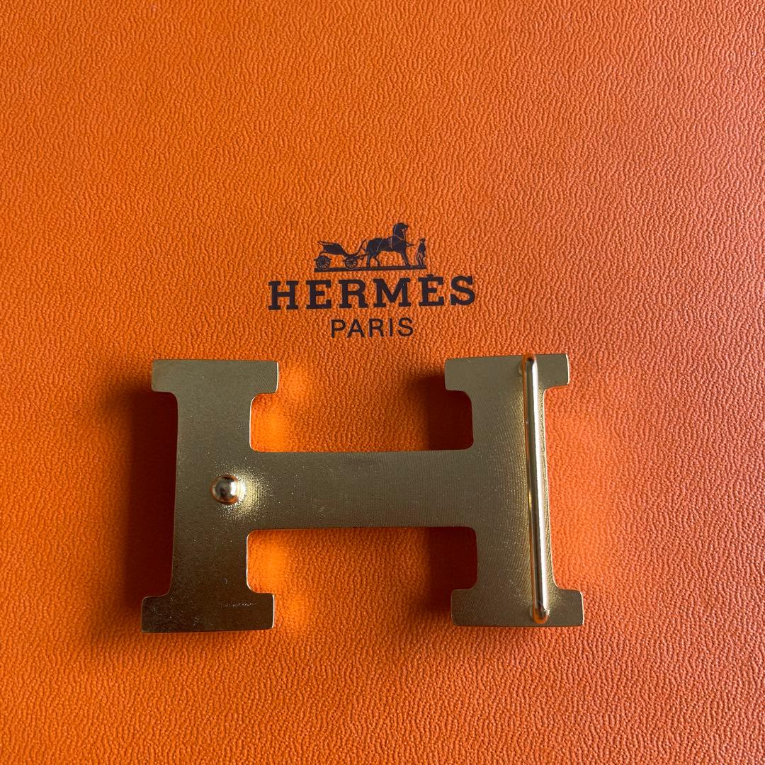 美品！HERMES オレンジ レザーベルト ゴールドバックル(新品)