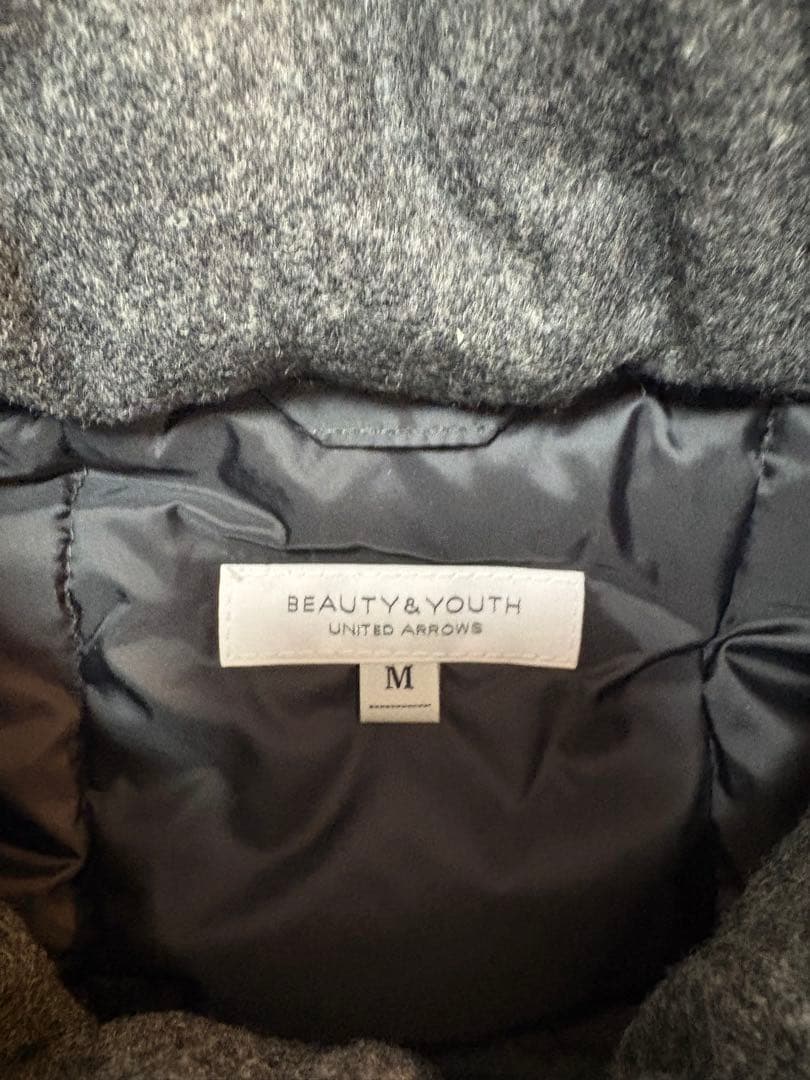 新品★BEAUTY&YOUTH★メリノウール★ダウンジャケット★グレーM★フード