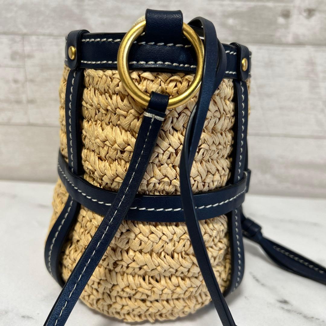美品　トリーバーチ　Miller Straw Mini Bucket Bag