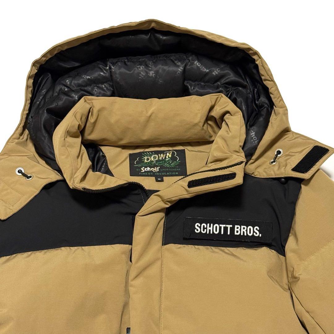 【美品】 SCHOTT BROS ダウンジャケット 肉厚 刺繍 ロゴ総柄 L相当