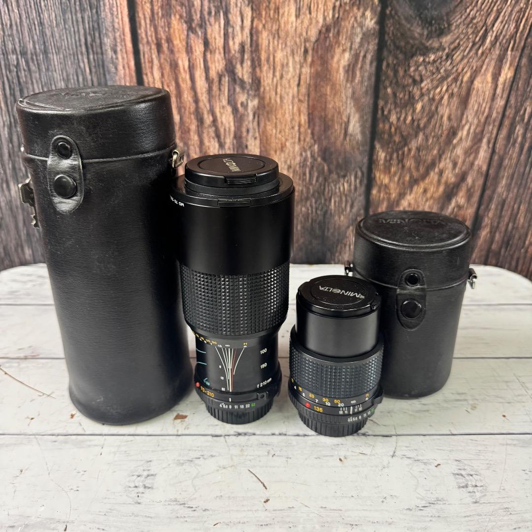 Minolta XD-sフィルム一眼レフカメラ 複数レンズ ケース付