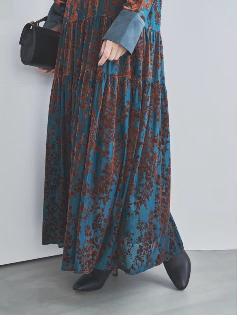 ROSSO フロッキープリントティアードワンピース