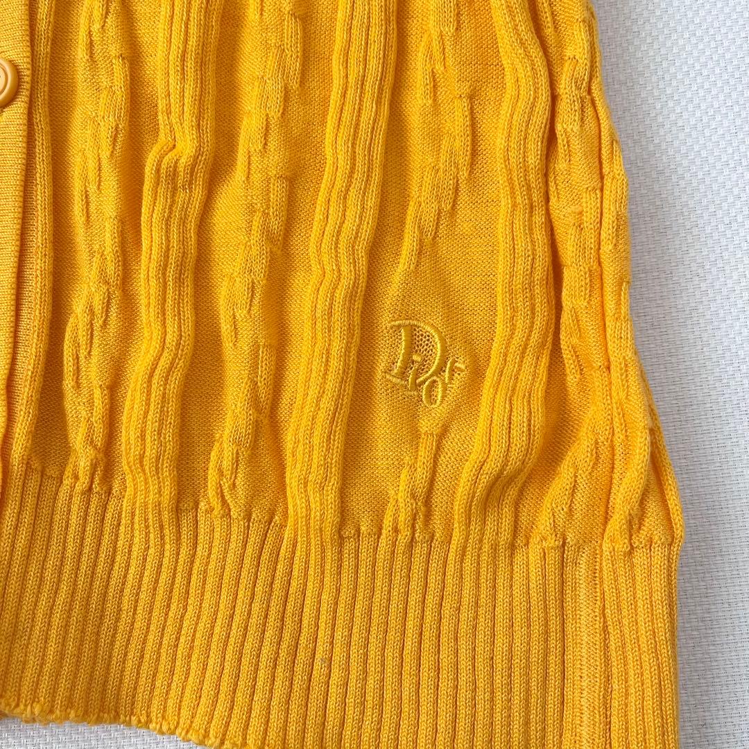 花Diorディオールサマーニット前開きシャツリブニット橙色