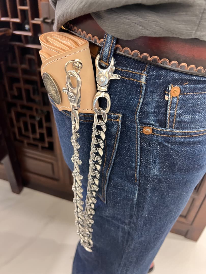 バイカー必須　ウォレット用プレーン　シルバーチェーン　TYPE1　QBKL012