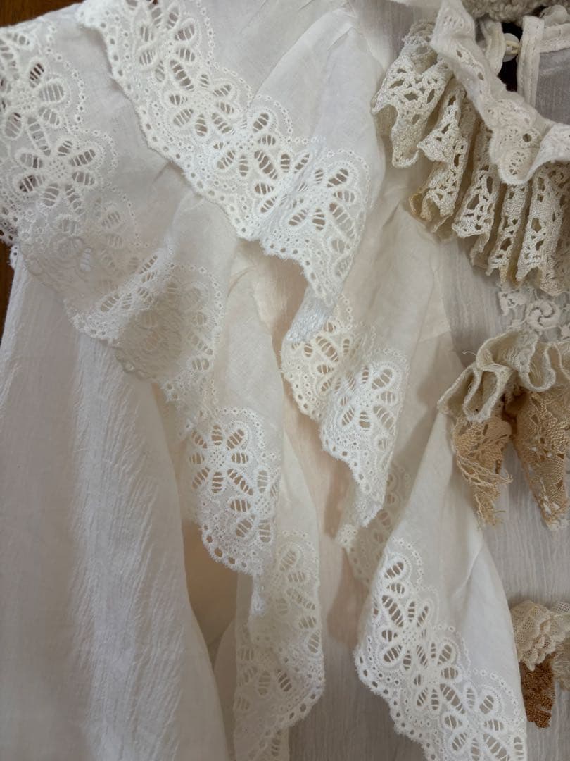 美品✨アンティークレースのブラウス　オートクチュール　コットン100%