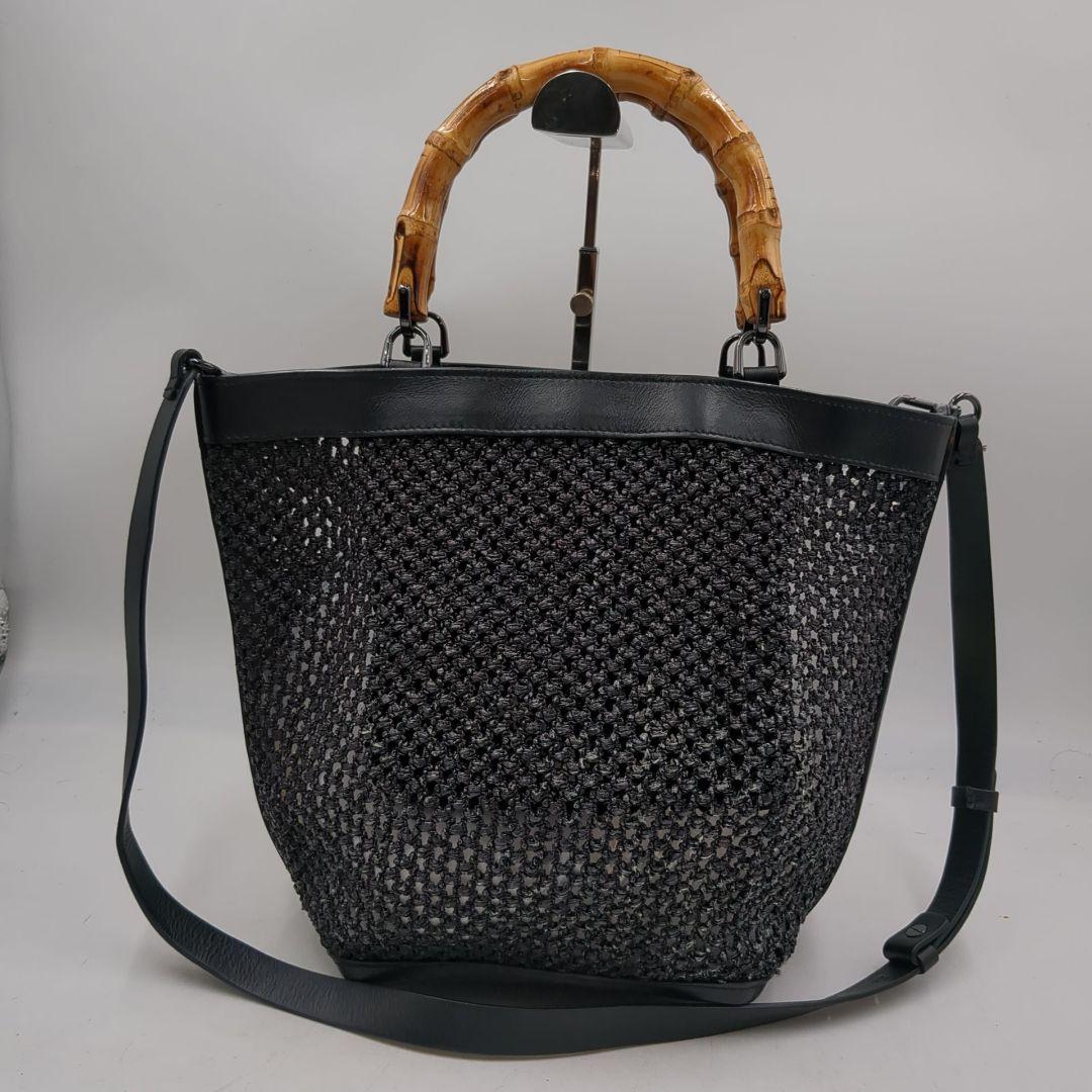 美品 Weekend Max Mara かごバッグ ショルダー バンブー 黒
