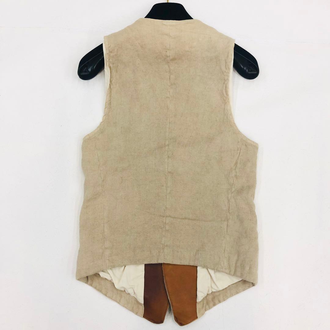 1439 BACKLASH バックラッシュ ベスト　スカル　髑髏　牛革　麻　M