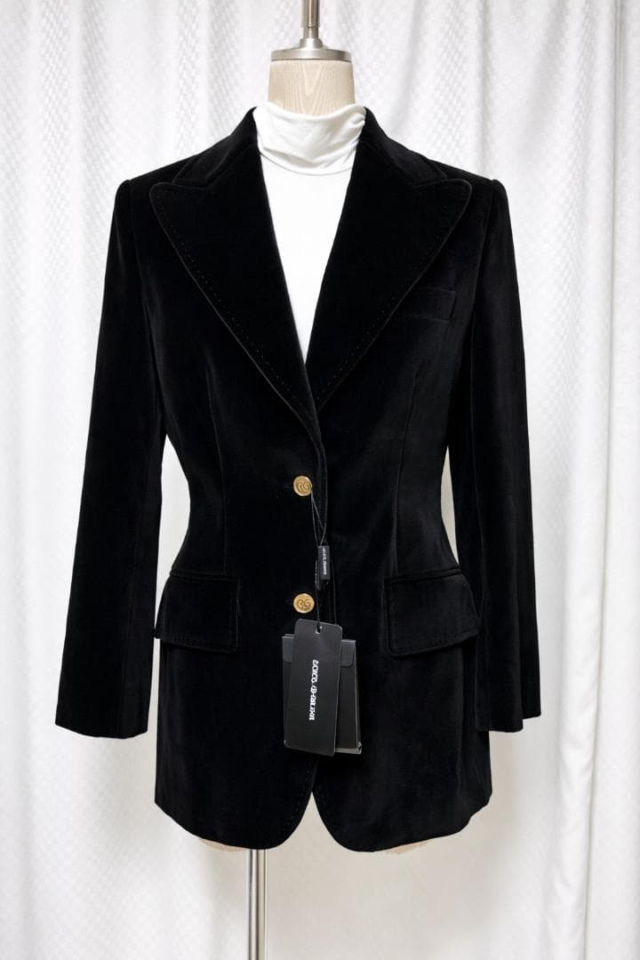 新品タグ付き DOLCE&GABBANA ベロア ジャケット ブラック 42