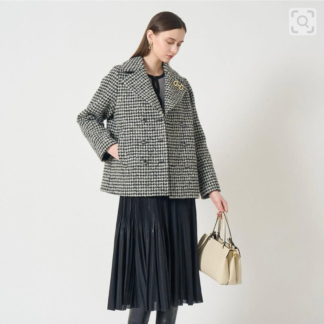 アナイ現行品【新品未使用タグ付き】ループ千鳥ツイードPコート34
