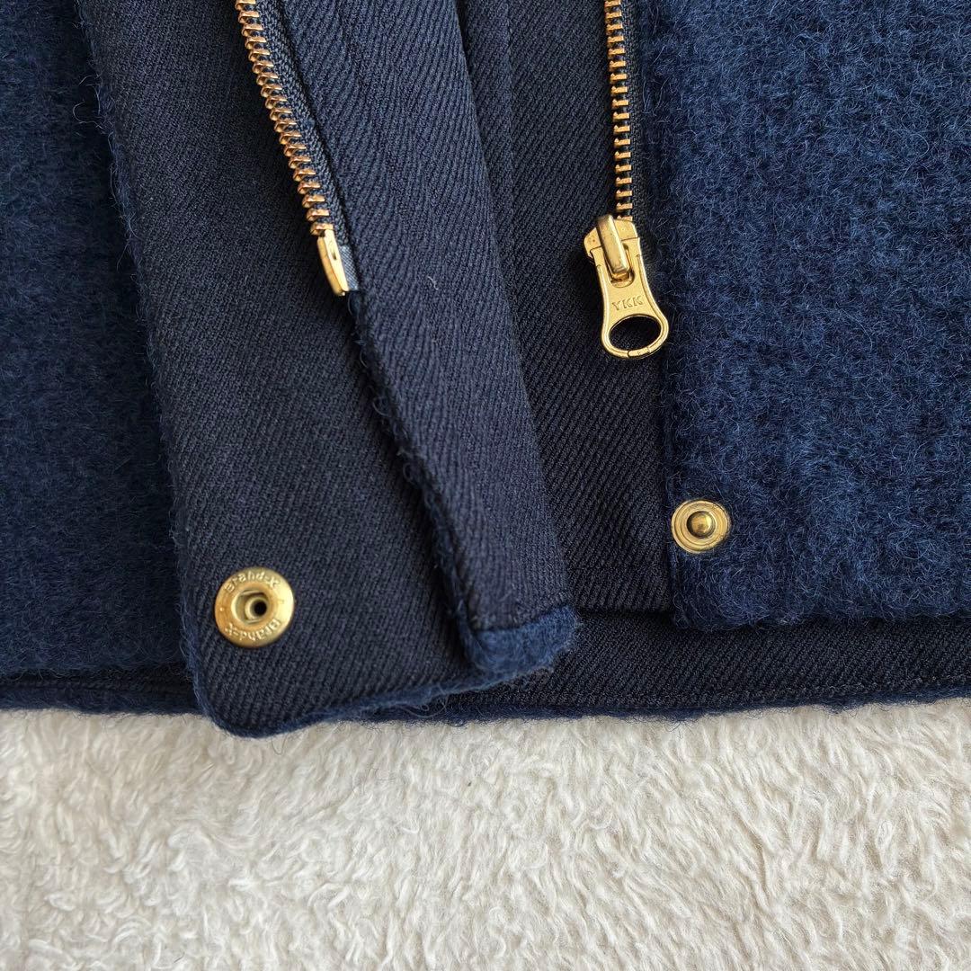 極美品 ヒューマンウーマン スライバーブルゾン 紺 イタリア産ウール アウター