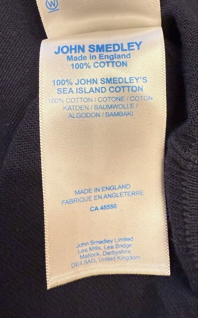 【JOHN SMEDLEY】ネイビー /コットンニット/半袖/M