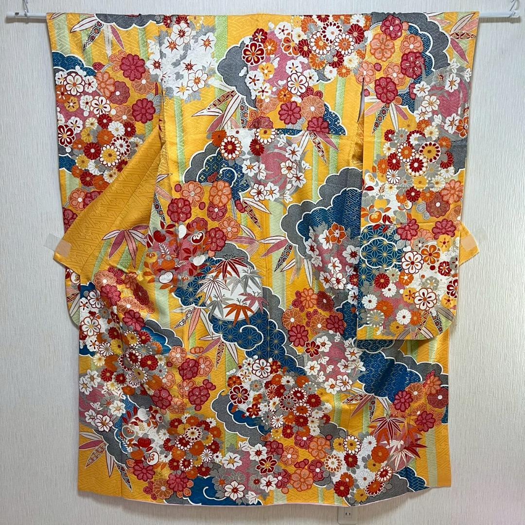 KJ2519 振袖 身丈169.5cm 正絹 着物 成人式 トールサイズ