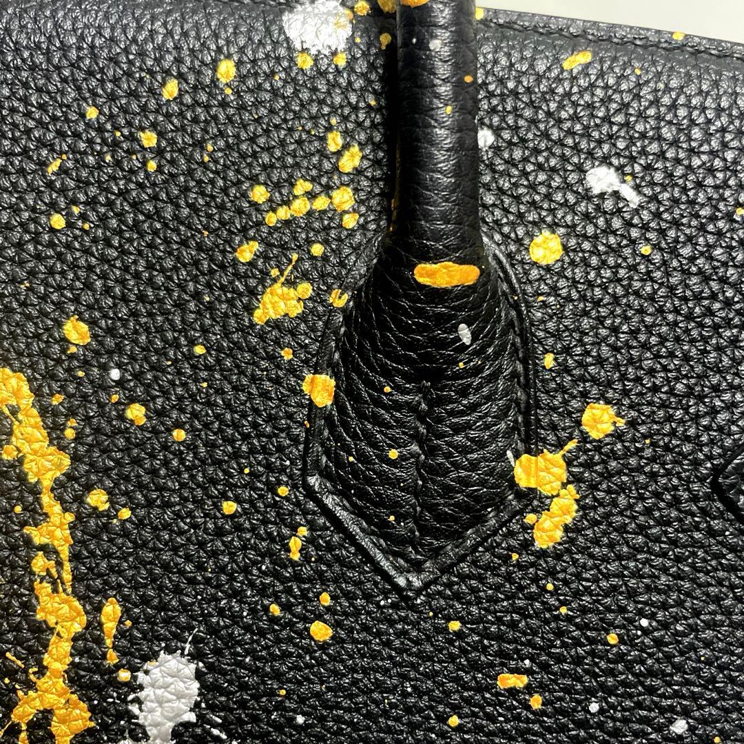 m*☆様 現品限り1点のみ。世界に1つ！バーキン30 本革トゴ　ブラック　シルバ