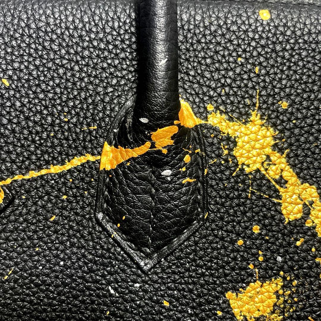 m*☆様 現品限り1点のみ。世界に1つ！バーキン30 本革トゴ　ブラック　シルバ