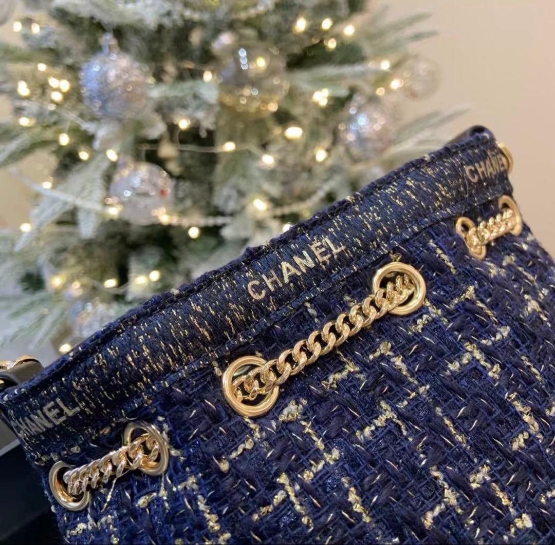 希少　レア　非売品 CHANEL ノベルティ ネイビー　ツイード バケットバッグ