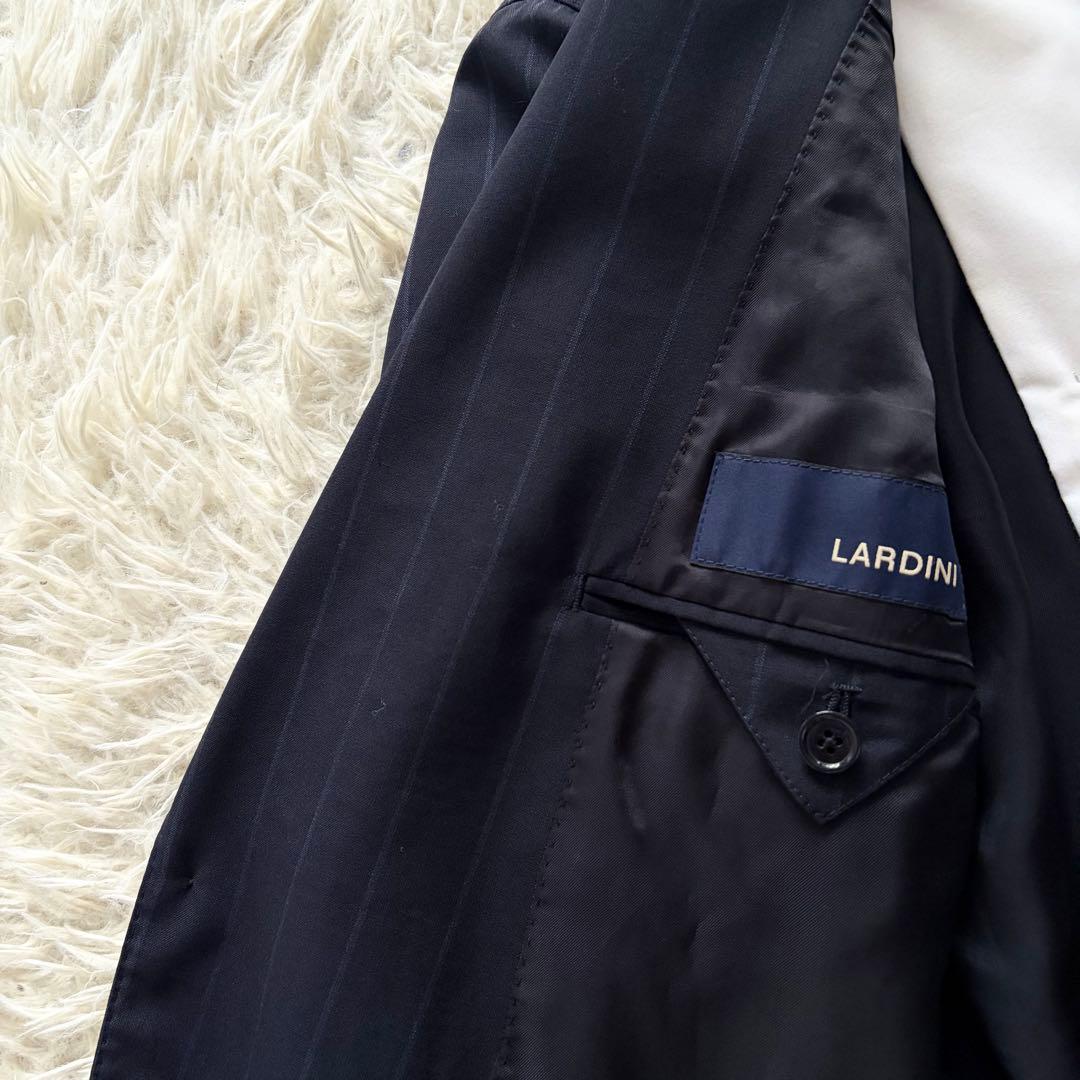 <23年モデル 極美品>LARDINI 新ロゴ ネイビー ウール スーツ 46