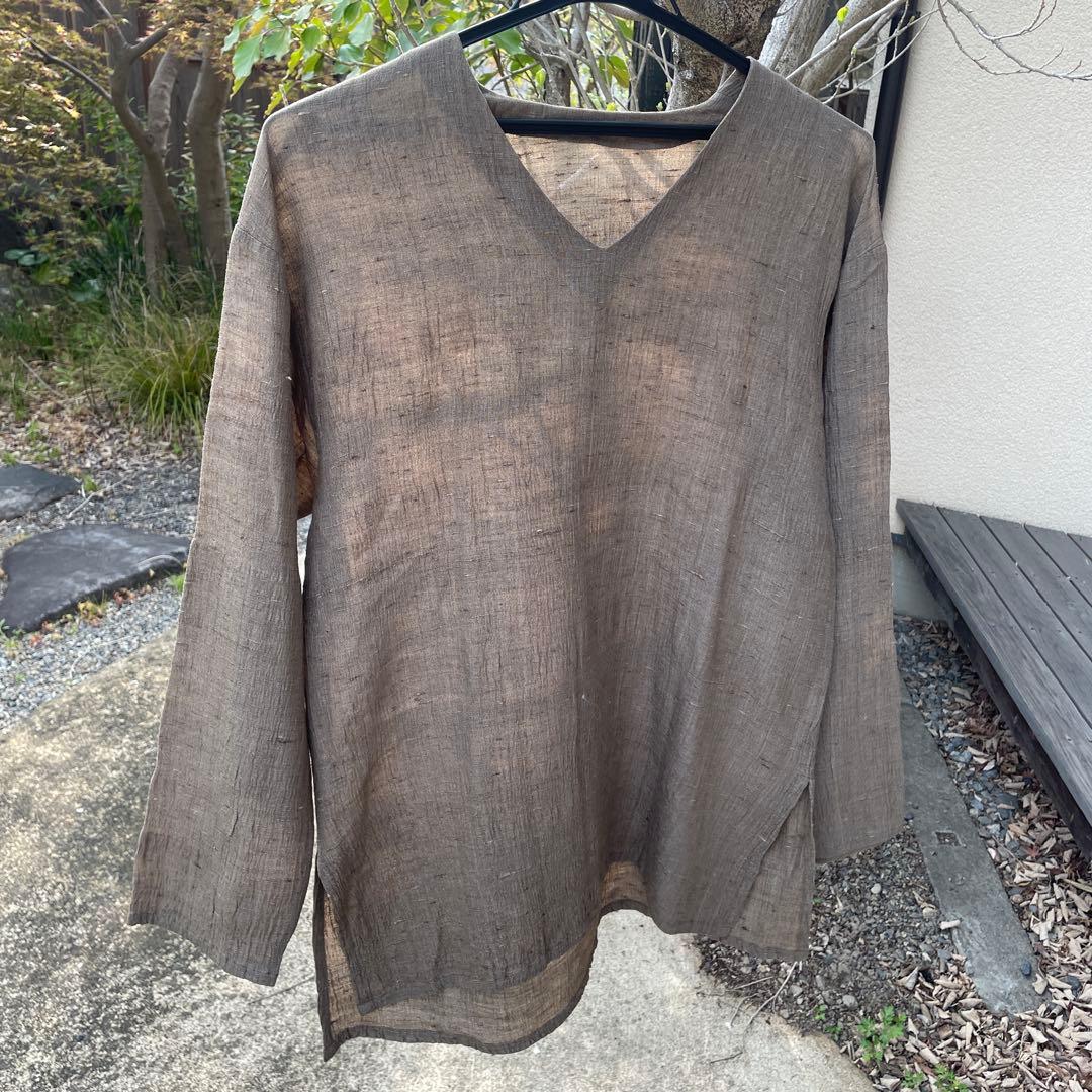 真木テキスタイルスタジオ。チュニック。モカ茶色。