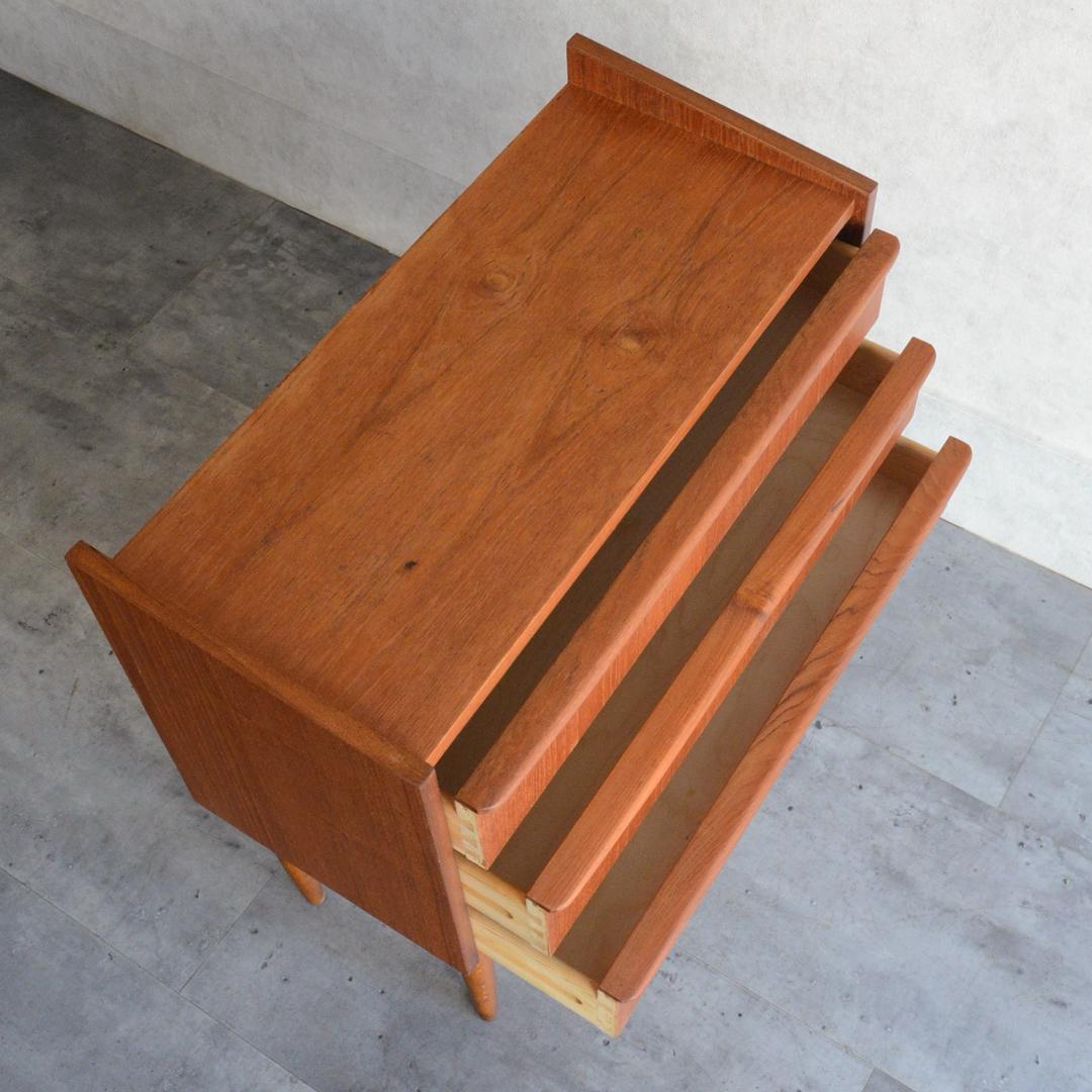 デンマーク 北欧ヴィンテージ チーク ３段 チェスト 北欧家具 サイドチェスト