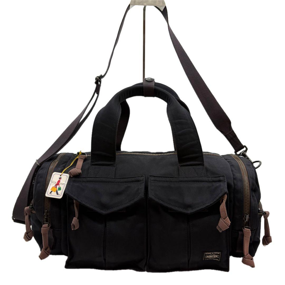 美品　ポーター　ラブアンドピース　2way ボストンバッグ　ロゴ　ブラック