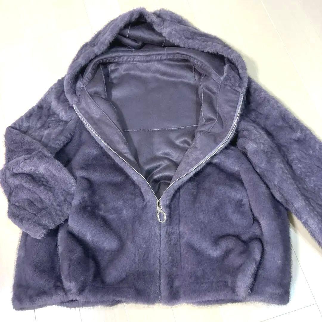 パープルファーパーカー裏地ムートン サイズM最終値下げ価格