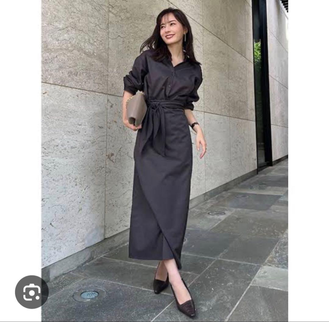 ラップストレートシャツワンピース ダークブラウン