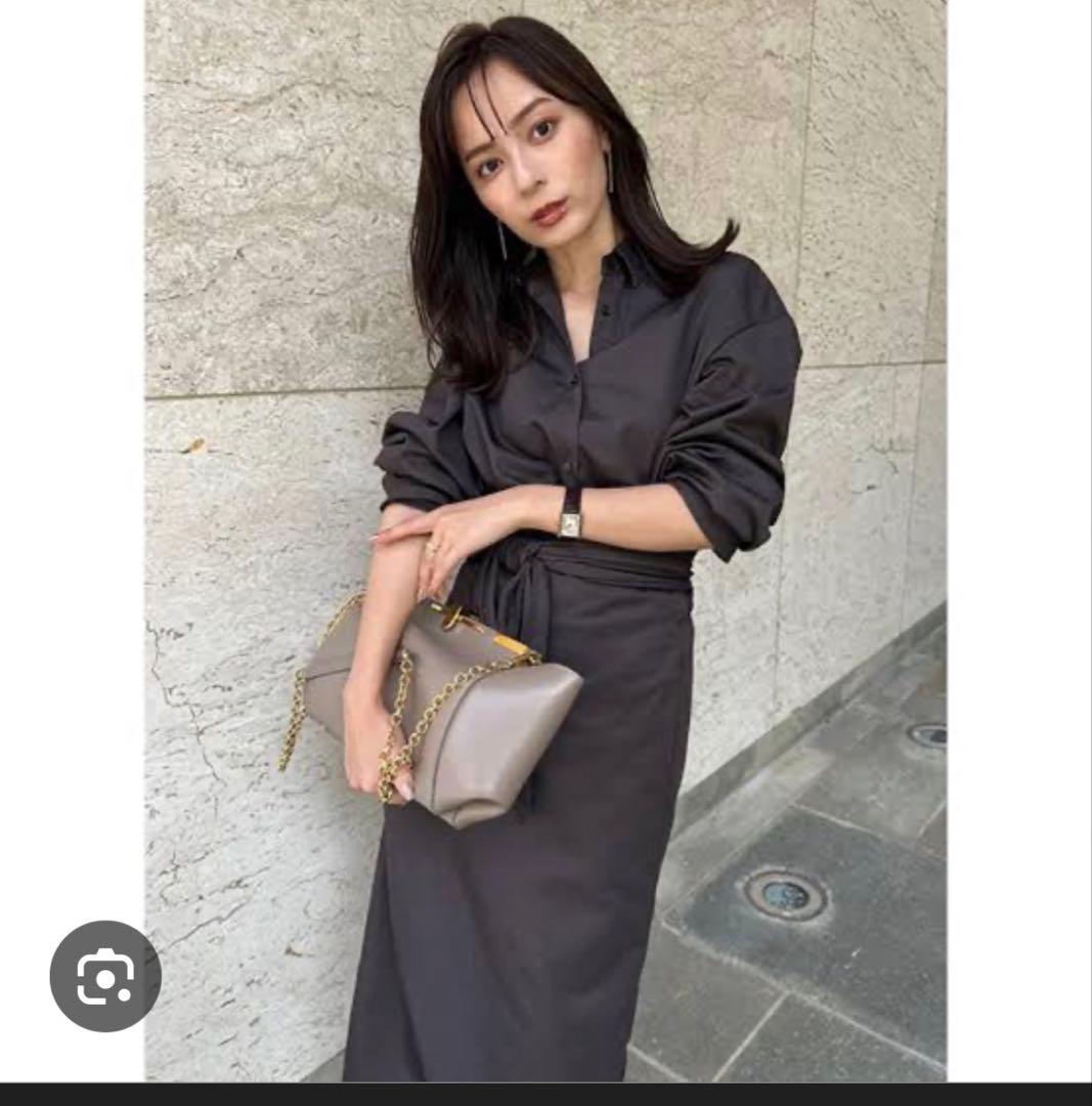 ラップストレートシャツワンピース ダークブラウン