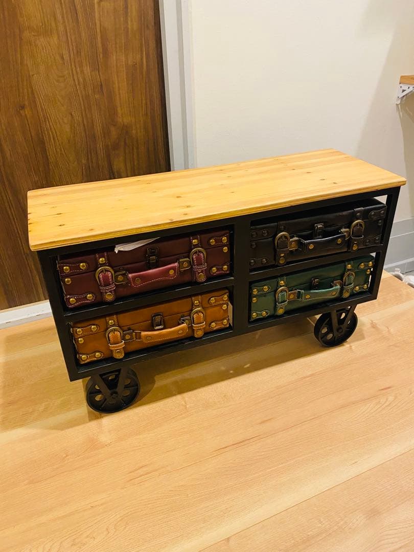 トランク風キャスター付きチェスト　幅87cm