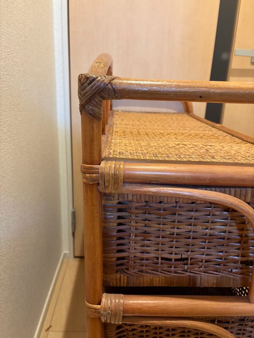【アンティーク•ヴィンテージ】ラタンチェスト　ローチェスト　籐家具　アジアン家具