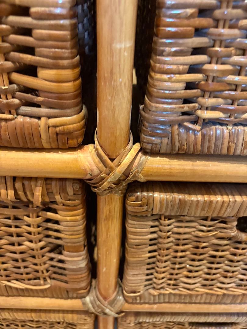 【アンティーク•ヴィンテージ】ラタンチェスト　ローチェスト　籐家具　アジアン家具