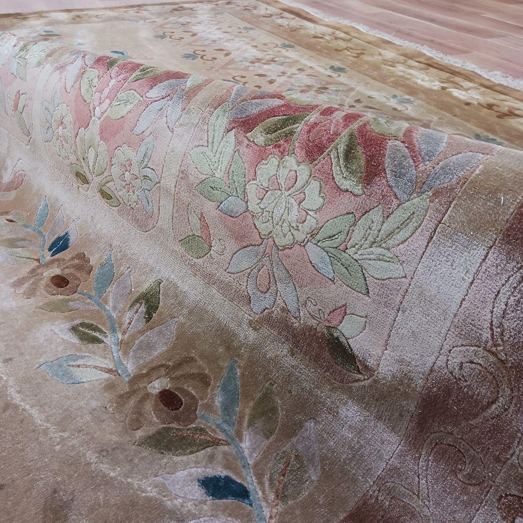 Y3281 中国段通 シルク100% 手織り スクエア 大判 262㎝